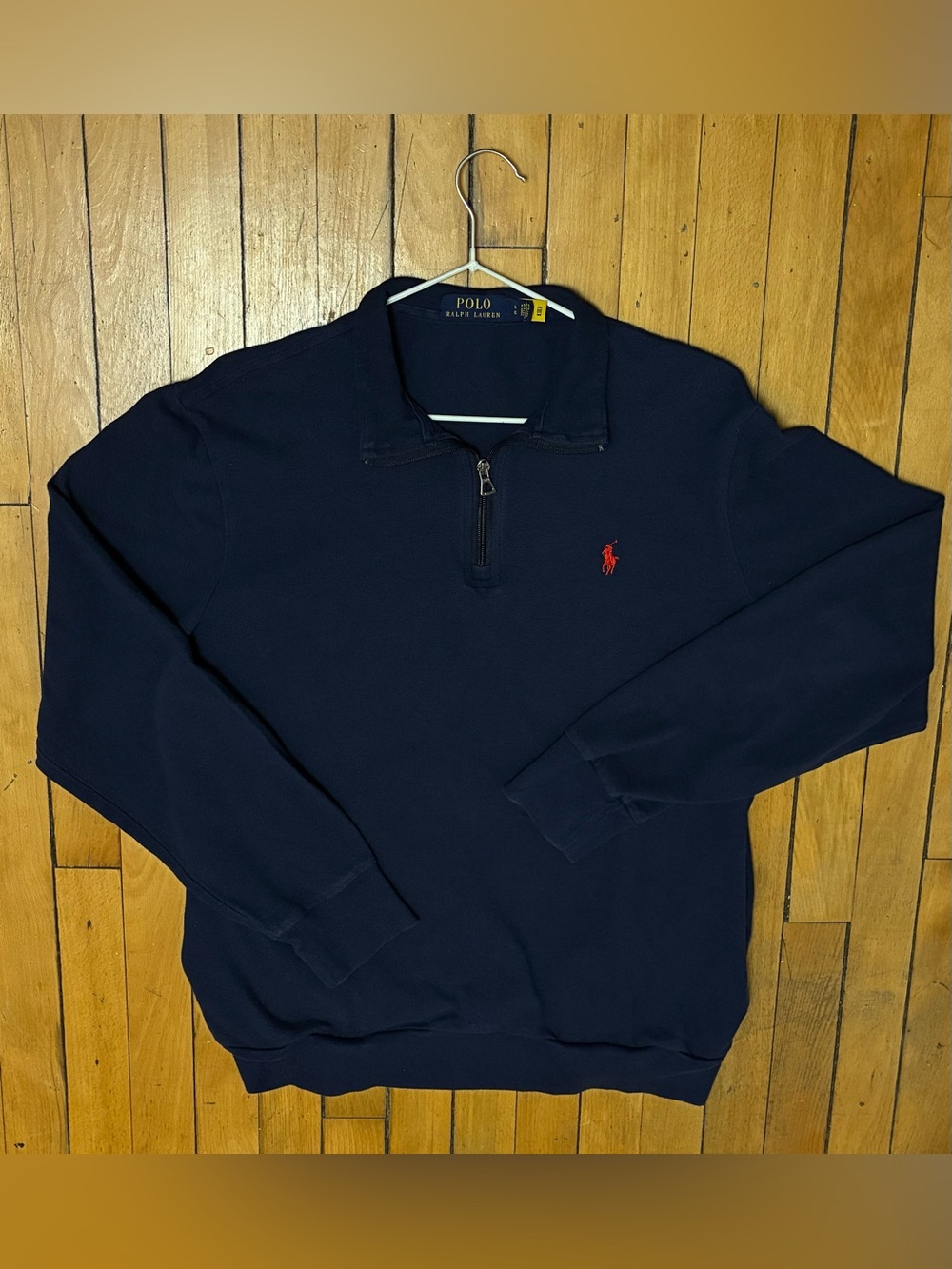 Ralph Lauren Navy Half-Zip Sweater with Red Pony